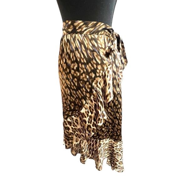 VINCE CAMUTO Silky Leopard Hi low Ruffle Hem Maxi Skirt and Tie & Side NWT SZ 2X - Picture 9 of 13